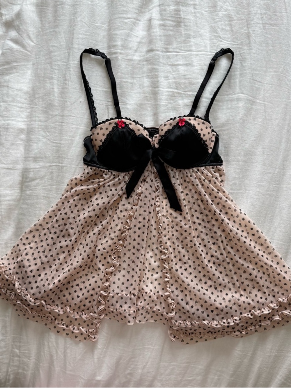 victoria's secret blush polka dot heart babydoll